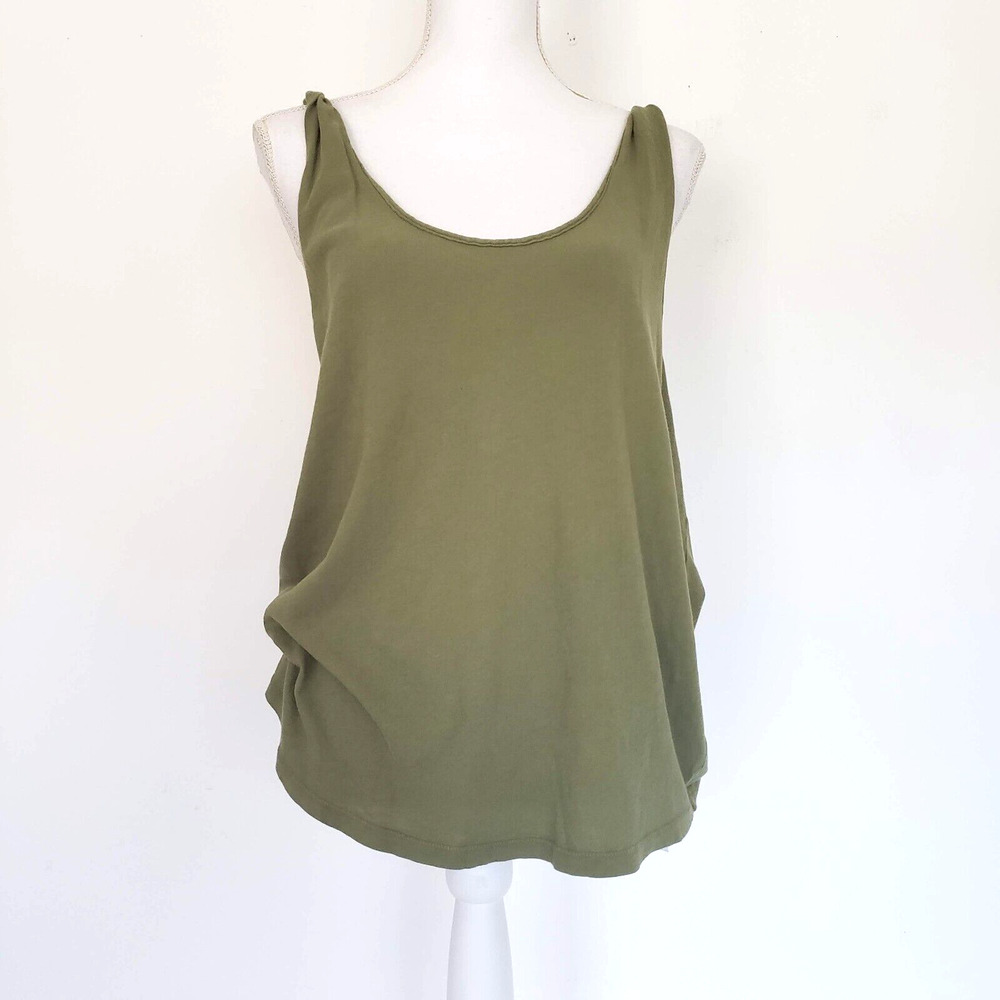 Current Elliott SIZE 1 Small Twisted Straps Tank Green Cute Cotton Blouse Top